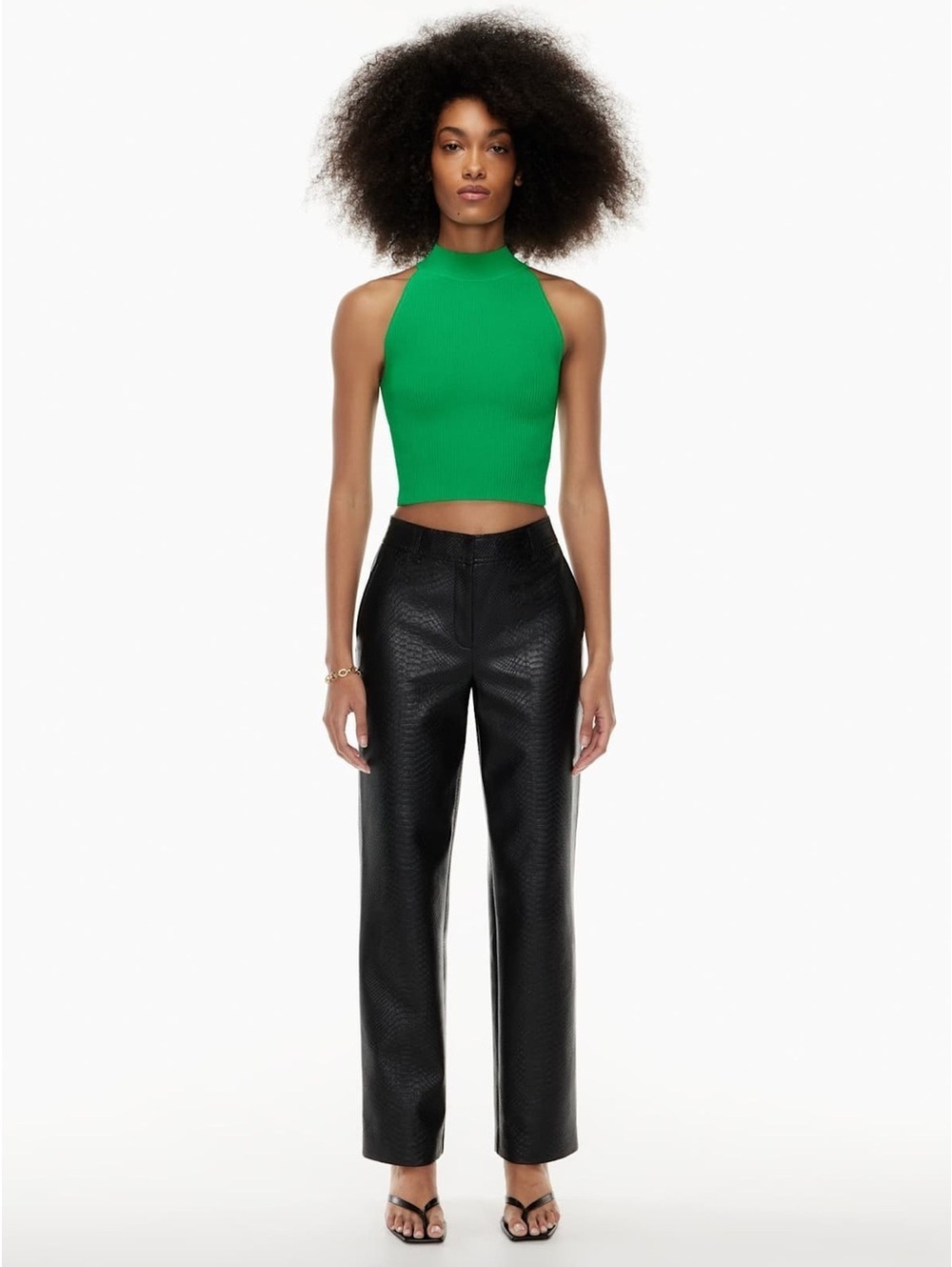 Aritzia Babaton Sculpt Knit Mockneck Halter Top - Green - Medium